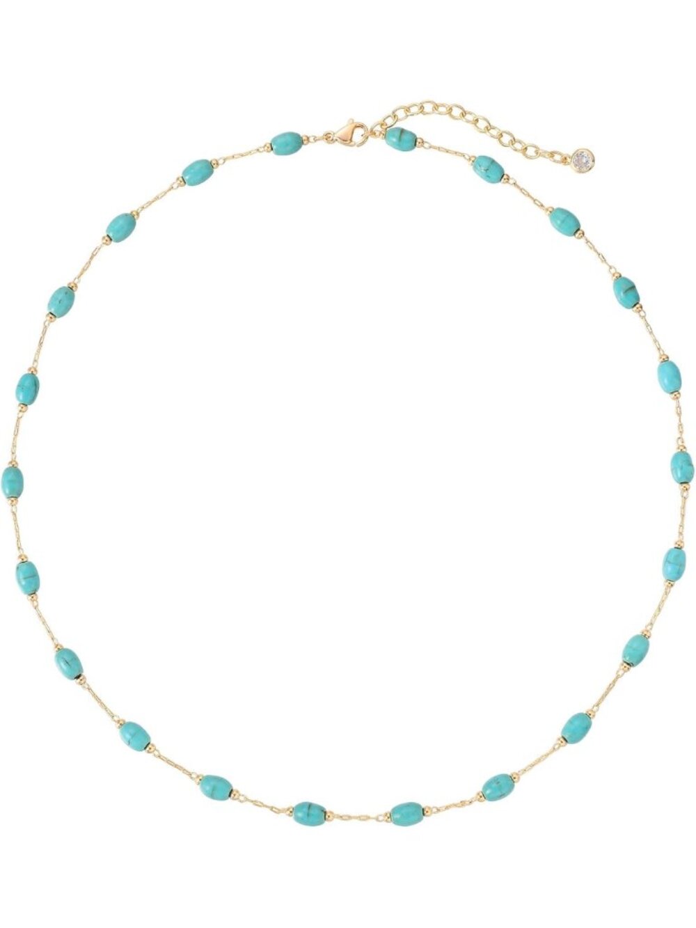 Colorful Turquoise Beaded Necklace - 14K Gold Plated Boho Choker for Summer